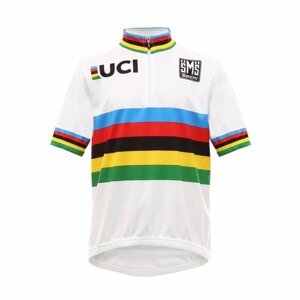 SANTINI Cyklistický dres s krátkym rukávom - UCI KIDS - biela/viacfarebná 13Y