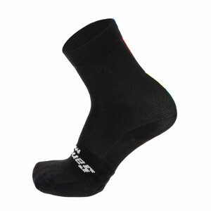 SANTINI Cyklistické ponožky klasické - UCI RAINBOW - čierna M-L