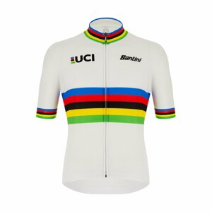 SANTINI Cyklistický dres s krátkym rukávom - UCI WORLD CHAMP ECO - dúhová/biela M