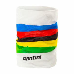SANTINI Cyklistický nákrčník - UCI RAINBOW - biela/dúhová
