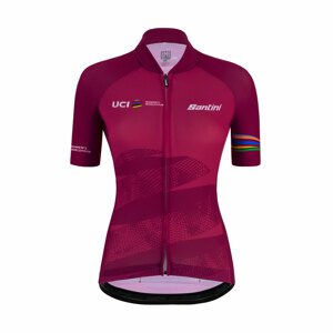 SANTINI Cyklistický dres s krátkym rukávom - UCI WORLD ECO LADY - cyklamenová/bordová S