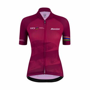 SANTINI Cyklistický dres s krátkym rukávom - UCI WORLD ECO LADY - cyklamenová/bordová XS