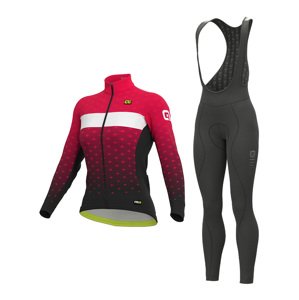 ALÉ Cyklistický zimný dres a nohavice - PR-R STARS LADY WNT - ružová/čierna