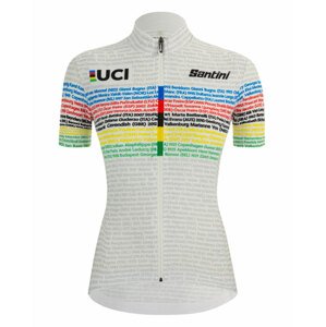 SANTINI Cyklistický dres s krátkym rukávom - UCI WORLD 100 LADY - biela/dúhová 2XL