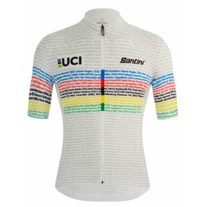 SANTINI Cyklistický dres s krátkym rukávom - UCI WORLD CHAMP 100 - biela/dúhová S