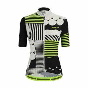 SANTINI Cyklistický dres s krátkym rukávom - GIADA OPTIC LADY - žltá/čierna/biela L