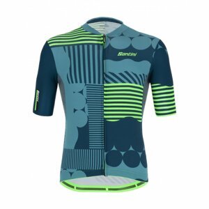 SANTINI Cyklistický dres s krátkym rukávom - DELTA OPTIC - zelená/modrá 2XL