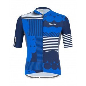 SANTINI Cyklistický dres s krátkym rukávom - DELTA OPTIC - modrá/biela L