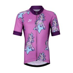 HOLOKOLO Cyklistický dres s krátkym rukávom - UNICORNS KIDS - viacfarebná/ružová XXS-115cm