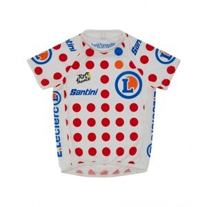 SANTINI Cyklistický dres s krátkym rukávom - TOUR DE FRANCE 2023 - biela/červená UNI KIDS