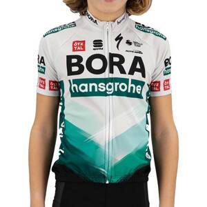 SPORTFUL Cyklistický dres s krátkym rukávom - BORA 2021 KIDS BOH - šedá/zelená 8Y