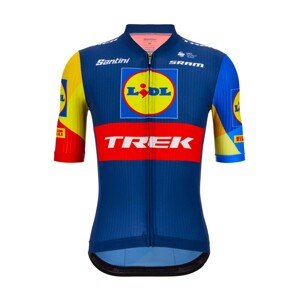 SANTINI Cyklistický dres s krátkym rukávom - LIDL TREK 2024 TEAM ORIGINAL - červená/žltá/modrá