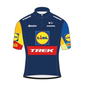 SANTINI Cyklistický dres s krátkym rukávom - LIDL TREK 2024 KIDS - červená/modrá/žltá 11Y