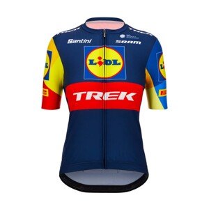 SANTINI Cyklistický dres s krátkym rukávom - LIDL TREK 2024 LADY - žltá/modrá/červená XL