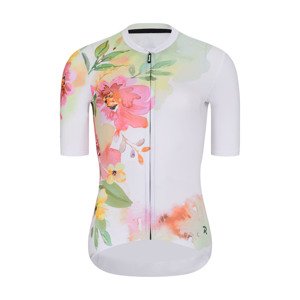 RIVANELLE BY HOLOKOLO Cyklistický dres s krátkym rukávom - FLOWERY LADY - biela/ružová/zelená XS