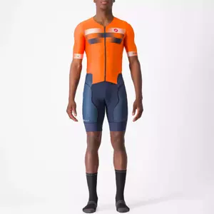 CASTELLI Cyklistická kombinéza - SANREMO 2 - oranžová/modrá/biela XL