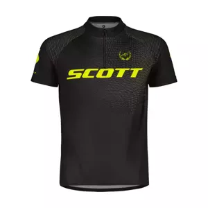 SCOTT Cyklistický dres s krátkym rukávom - RC PRO JR - čierna/žltá 128 cm