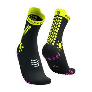 COMPRESSPORT Cyklistické ponožky klasické - PRO RACING V4.0 TRAIL - žltá/čierna 45-48