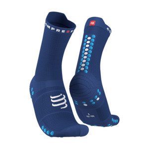 COMPRESSPORT Cyklistické ponožky klasické - PRO RACING V4.0 RUN HIGH - modrá 39-41