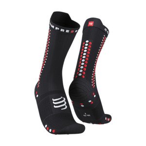 COMPRESSPORT Cyklistické ponožky klasické - PRO RACING V4.0 BIKE - čierna/červená 39-41