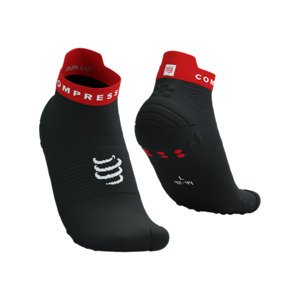 COMPRESSPORT Cyklistické ponožky členkové - PRO RACING V4.0 RUN LOW - čierna/červená 42-44
