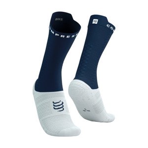COMPRESSPORT Cyklistické ponožky klasické - PRO RACING V4.0 BIKE - biela/modrá 42-44