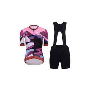 HOLOKOLO Cyklistický krátky dres a krátke nohavice - SUNSET ELITE LADY LI - viacfarebná/čierna/ružová