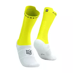 COMPRESSPORT Cyklistické ponožky klasické - PRO RACING V4.0 BIKE - biela/žltá 42-44