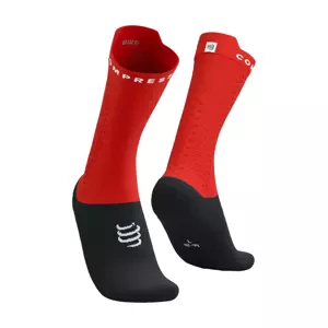 COMPRESSPORT Cyklistické ponožky klasické - PRO RACING V4.0 BIKE - čierna/červená 39-41