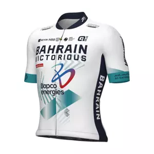 ALÉ Cyklistický dres s krátkym rukávom - BAHRAIN VICTORIOUS 2024 - biela/modrá 2XL