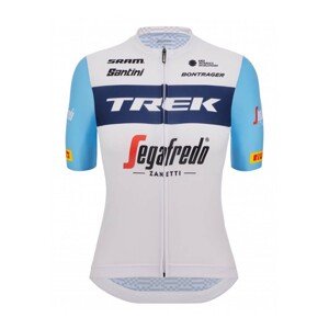 SANTINI Cyklistický dres s krátkym rukávom - TREK SEGAFREDO 2023 LADY FAN LINE - svetlo modrá/biela