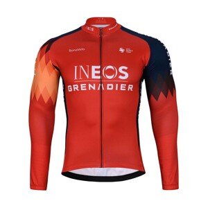 BONAVELO Cyklistický dres s dlhým rukávom zimný - INEOS 2024 WINTER - modrá/červená