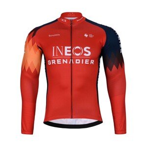 BONAVELO Cyklistický dres s dlhým rukávom zimný - INEOS 2024 WINTER - červená/modrá XL