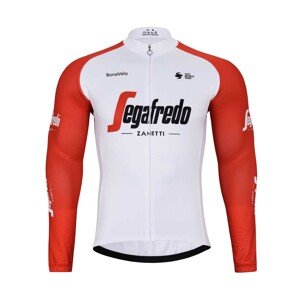 BONAVELO Cyklistický dres s dlhým rukávom zimný - TREK 2024 WINTER - modrá/červená/biela 5XL