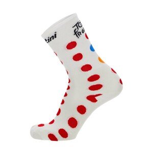 SANTINI Cyklistické ponožky klasické - TOUR DE FRANCE 2023 - červená/biela