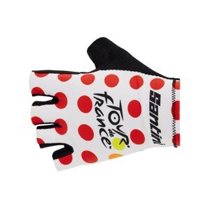 SANTINI Cyklistické rukavice krátkoprsté - TOUR DE FRANCE 2023 - červená/biela XL