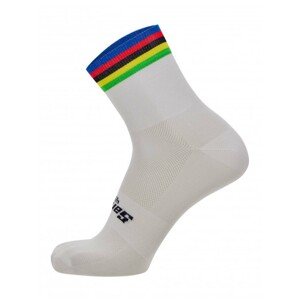 SANTINI Cyklistické ponožky klasické - UCI RAINBOW - biela/dúhová XL