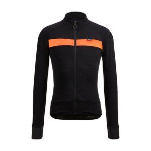 SANTINI Cyklistický dres s dlhým rukávom zimný - ADAPT WOOL  - oranžová/čierna M
