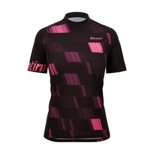 SANTINI Cyklistický dres s krátkym rukávom - FIBRA MTB - čierna/ružová XL