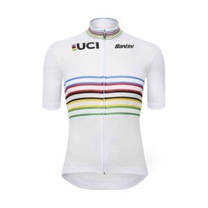 SANTINI Cyklistický dres s krátkym rukávom - UCI WORLD CHAMPION MASTER - biela/dúhová 2XL