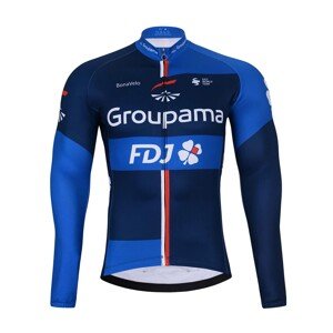 BONAVELO Cyklistický dres s dlhým rukávom zimný - FDJ 2024 WINTER - čierna/modrá S