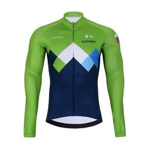 BONAVELO Cyklistický dres s dlhým rukávom zimný - SLOVENIA - zelená/modrá L
