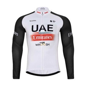 BONAVELO Cyklistický dres s dlhým rukávom zimný - UAE 2023 - biela/čierna/červená 4XL