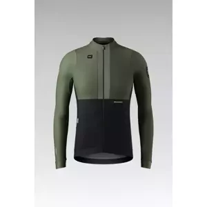 GOBIK Cyklistický dres s dlhým rukávom zimný - HYDER BLEND - zelená/čierna