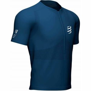 Compressport TRAIL HALF-ZIP FITTED SS TOP Pánsky bežecký dres, tmavo modrá, veľkosť