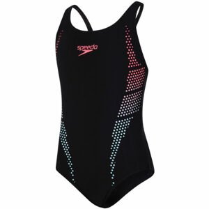 Speedo PLASTISOL PLACEMENT MUSCLEBACK Dievčenské jednodielne plavky, čierna,svetlomodrá,ružová, veľkosť