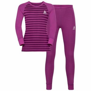 Odlo SET ACTIVE WARM KIDS Detský set funkčnej bielizne, vínová, veľkosť 128