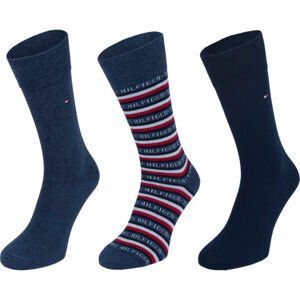 Tommy Hilfiger SOCK 3P LOGO GIFTBOX tmavo modrá 39 - 42 - Pánske vysoké ponožky