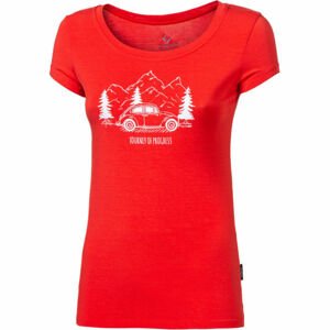 Progress LIBERTA BEETLE červená M - Dámske bambusové tričko s potlčou