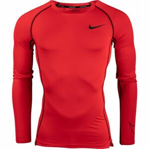 Nike NP DF TIGHT TOP LS M červená S - Pánske tričko s dlhým rukávom